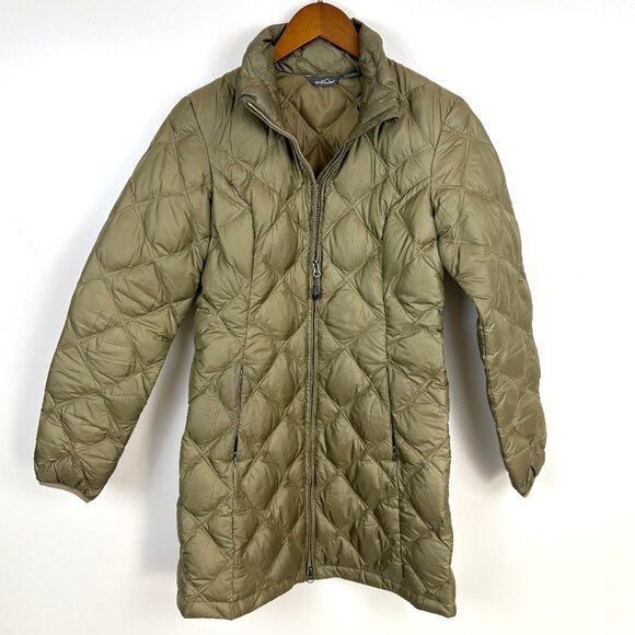 Eddie Bauer EB700 Olive Green Jacket, down-filled long coat - Picture 1 of 7